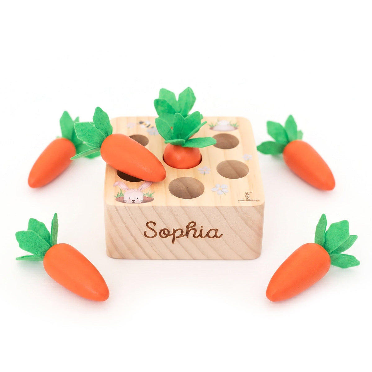 Möhren Steckspiel Holz personalisierbar - wunderwunsch