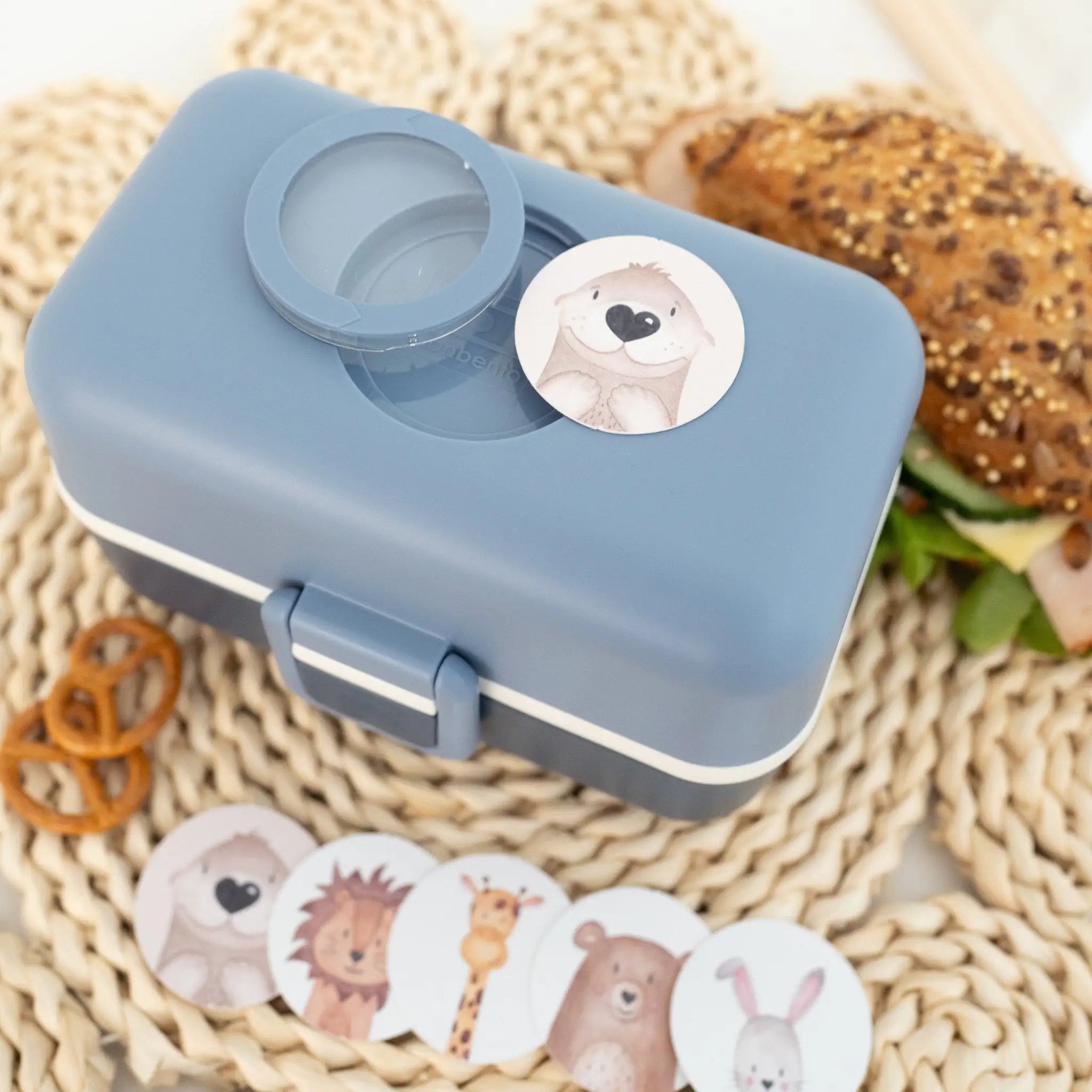 MONBENTO Tresor Lunchbox Uni mit Tierplättchen personalisiert - wunderwunsch