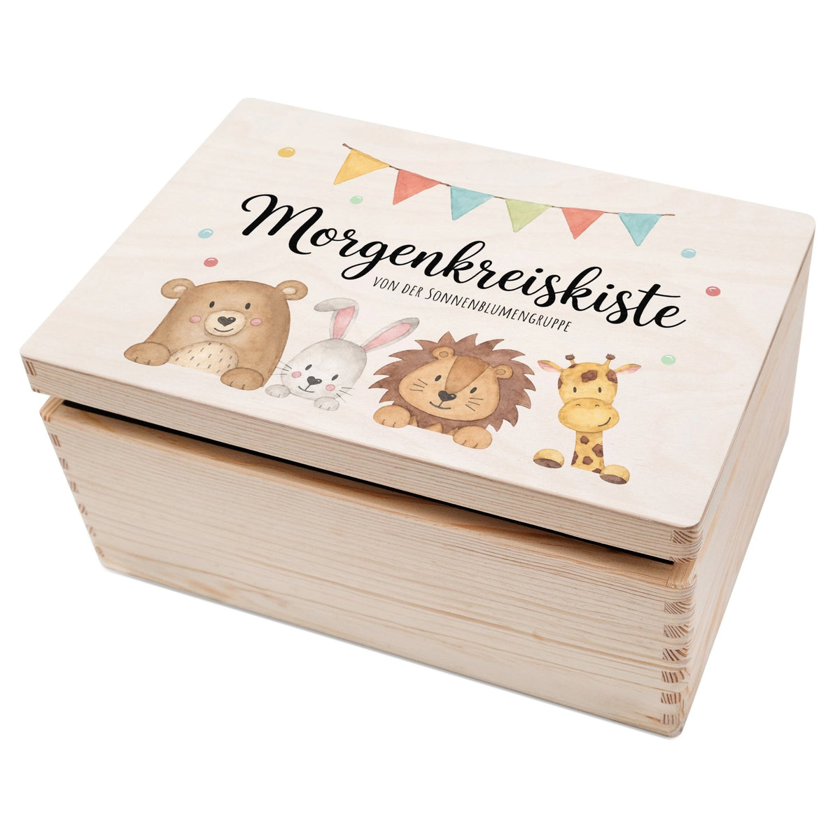 Morgenkreiskiste mit Wunschname – Tiere Aquarell - wunderwunsch