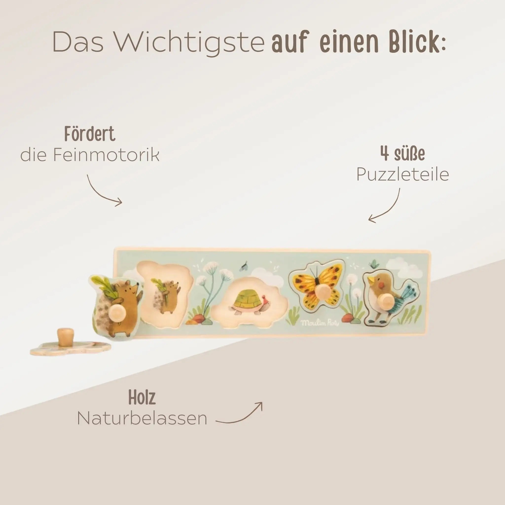 MOULIN ROTY Steckpuzzle Waldtiere personalisierbar - wunderwunsch