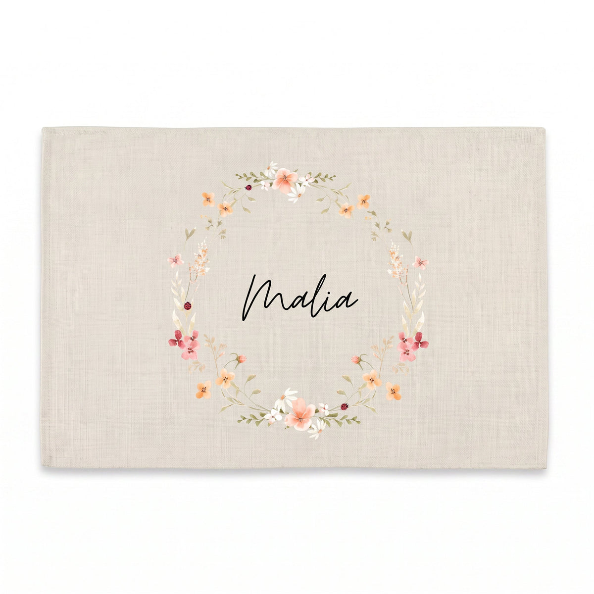 Platzdeckchen personalisiert - Blumenkranz Aquarell - wunderwunsch