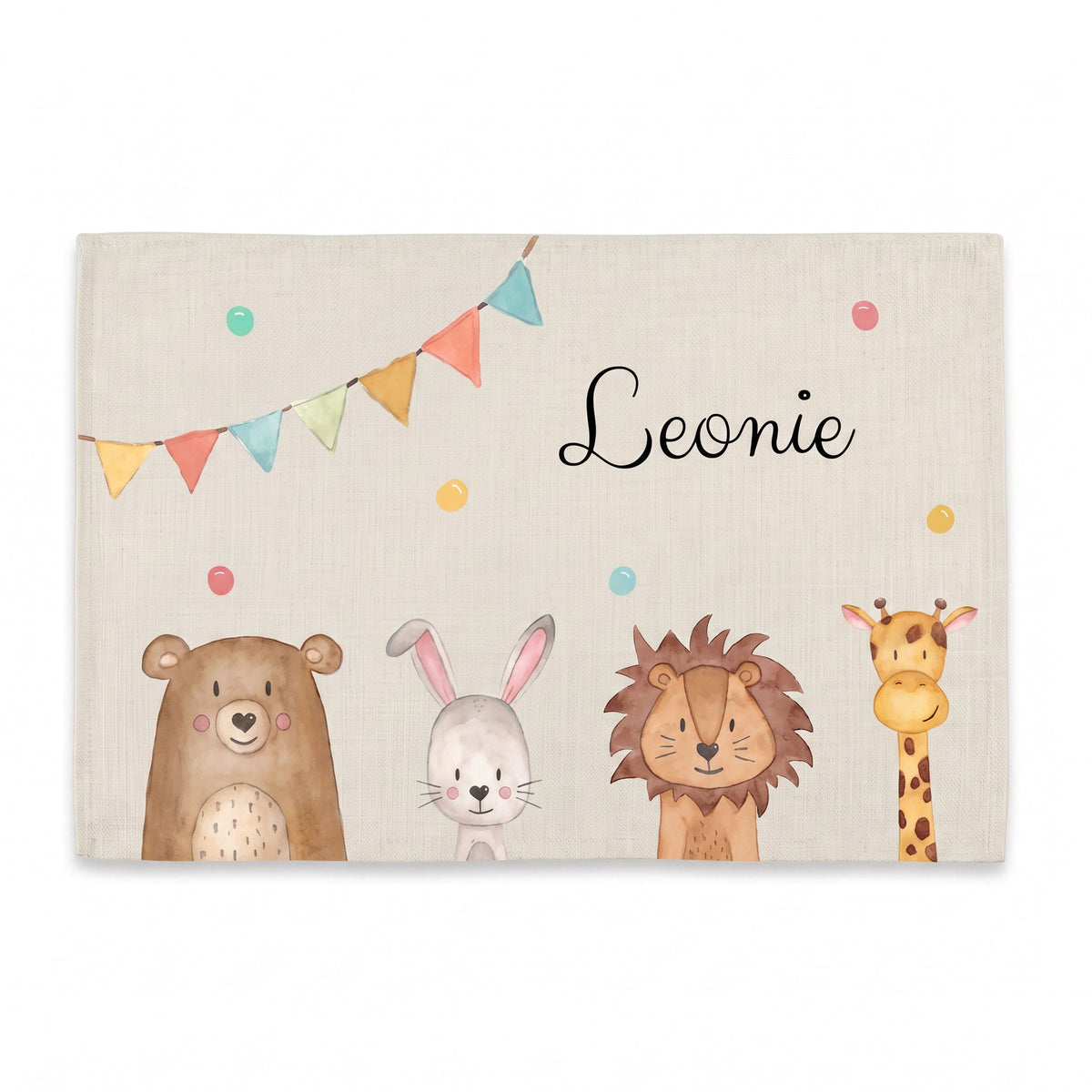 Platzdeckchen personalisiert - Tiere Girlande Aquarell - wunderwunsch