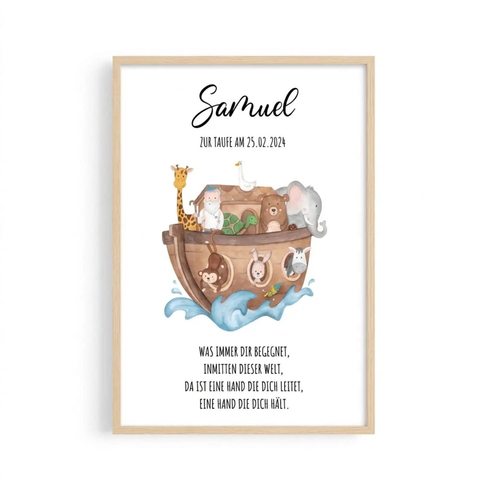 Poster Taufe - Arche Noah Tiere Aquarell - wunderwunsch