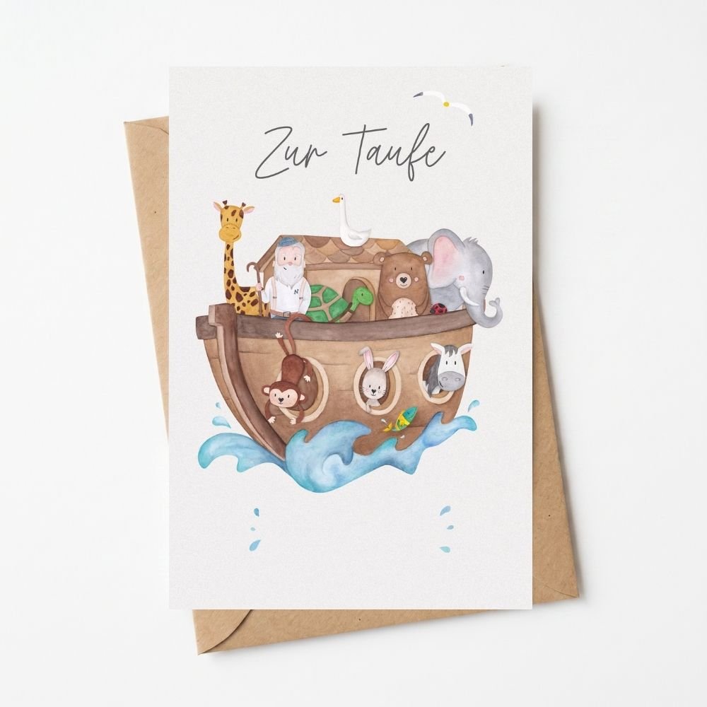 Postkarte "Arche Noah" zur Taufe - wunderwunsch