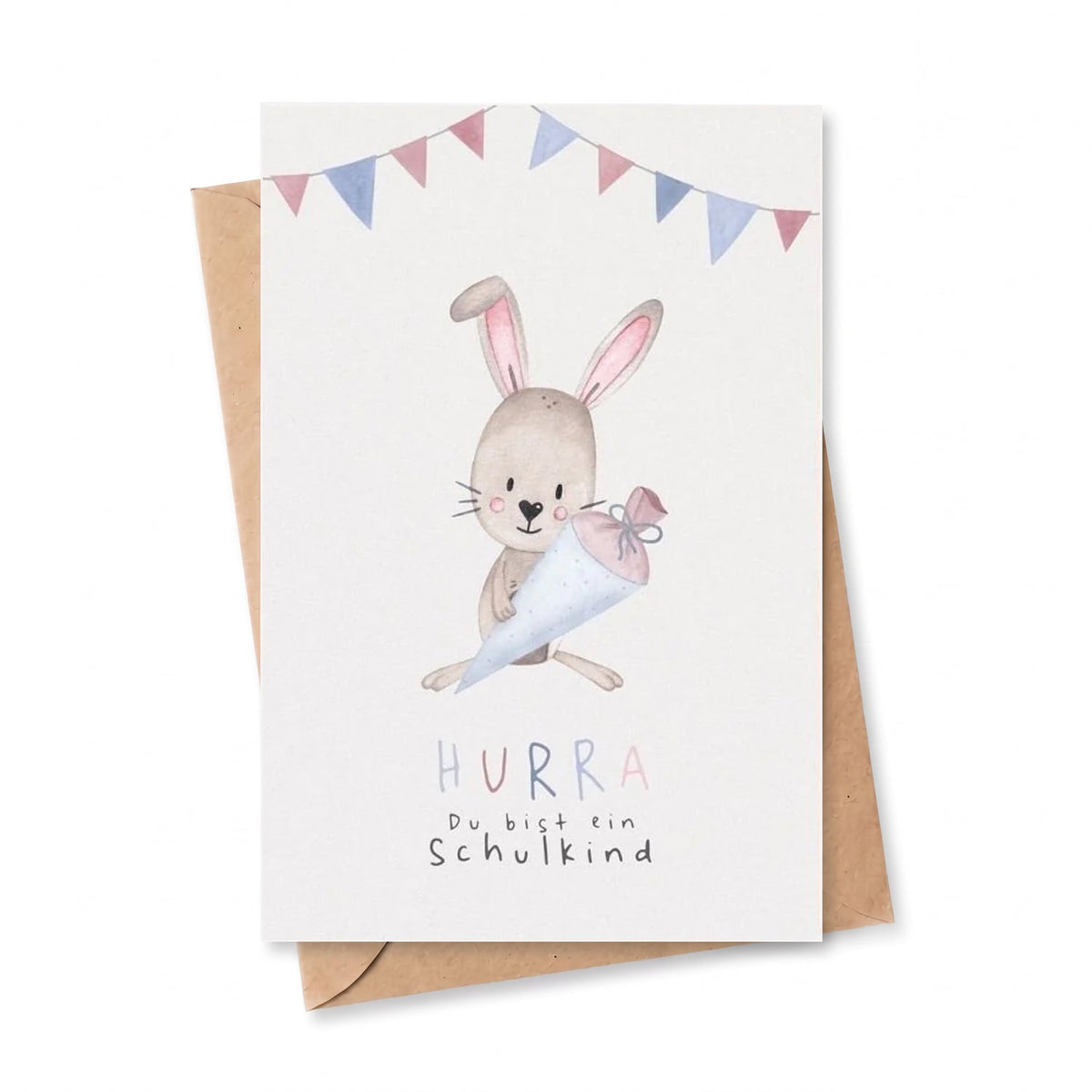 Postkarte "Hase mit Schultüte" - wunderwunsch
