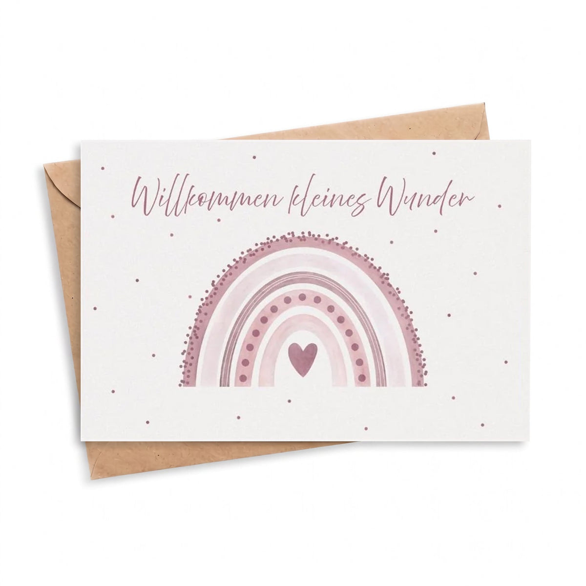 Postkarte "Regenbogen rosa" zur Geburt - wunderwunsch