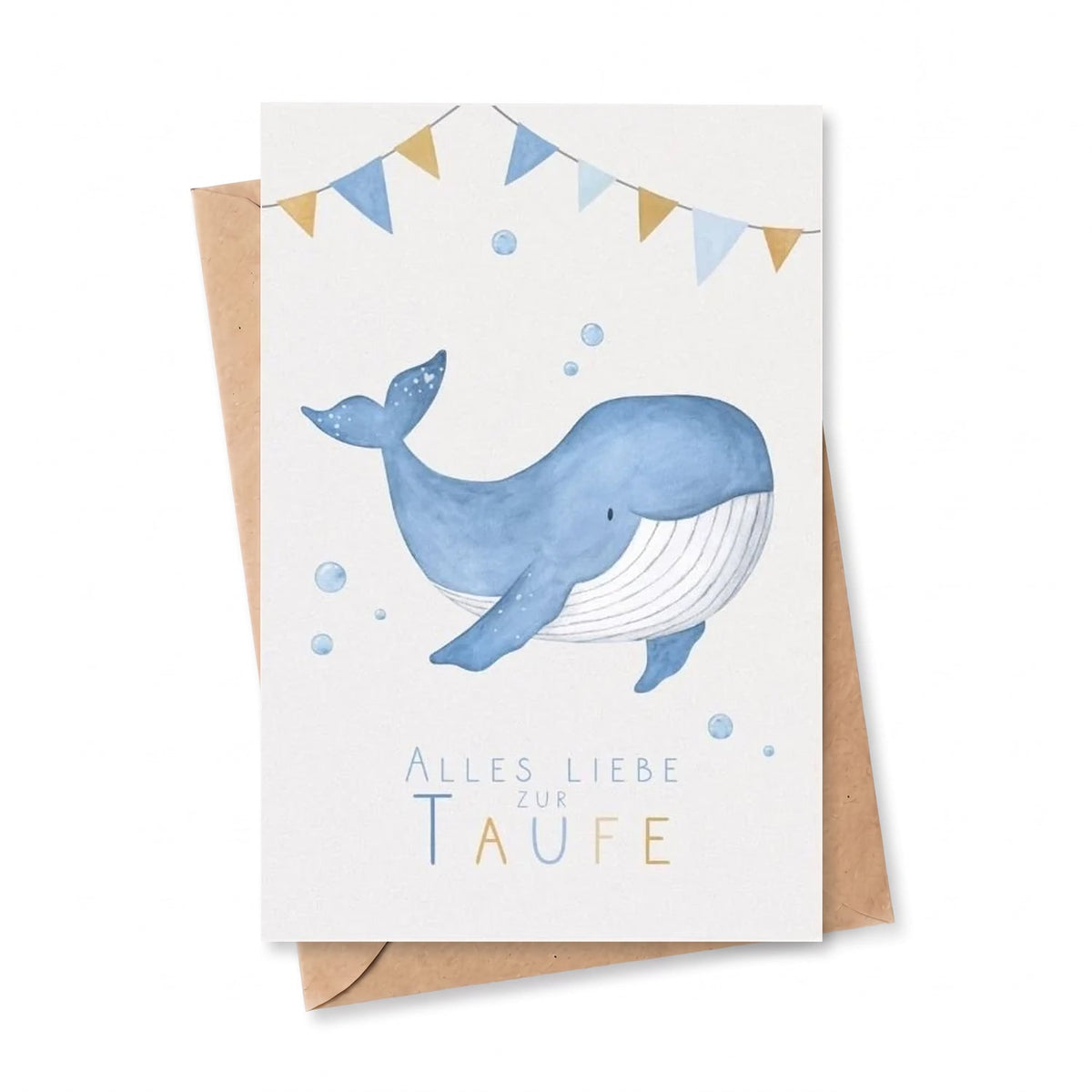 Postkarte "Wal" zur Taufe - wunderwunsch