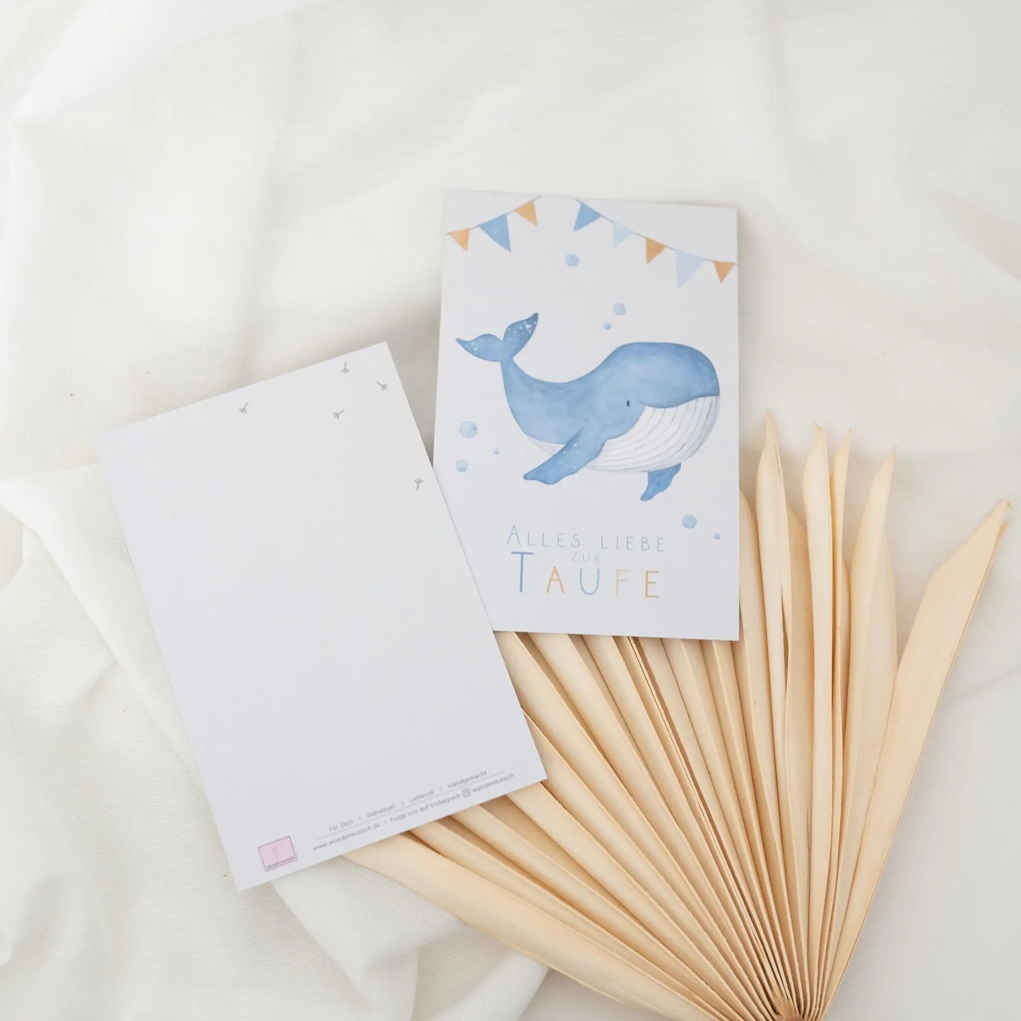 Postkarte "Wal" zur Taufe - wunderwunsch