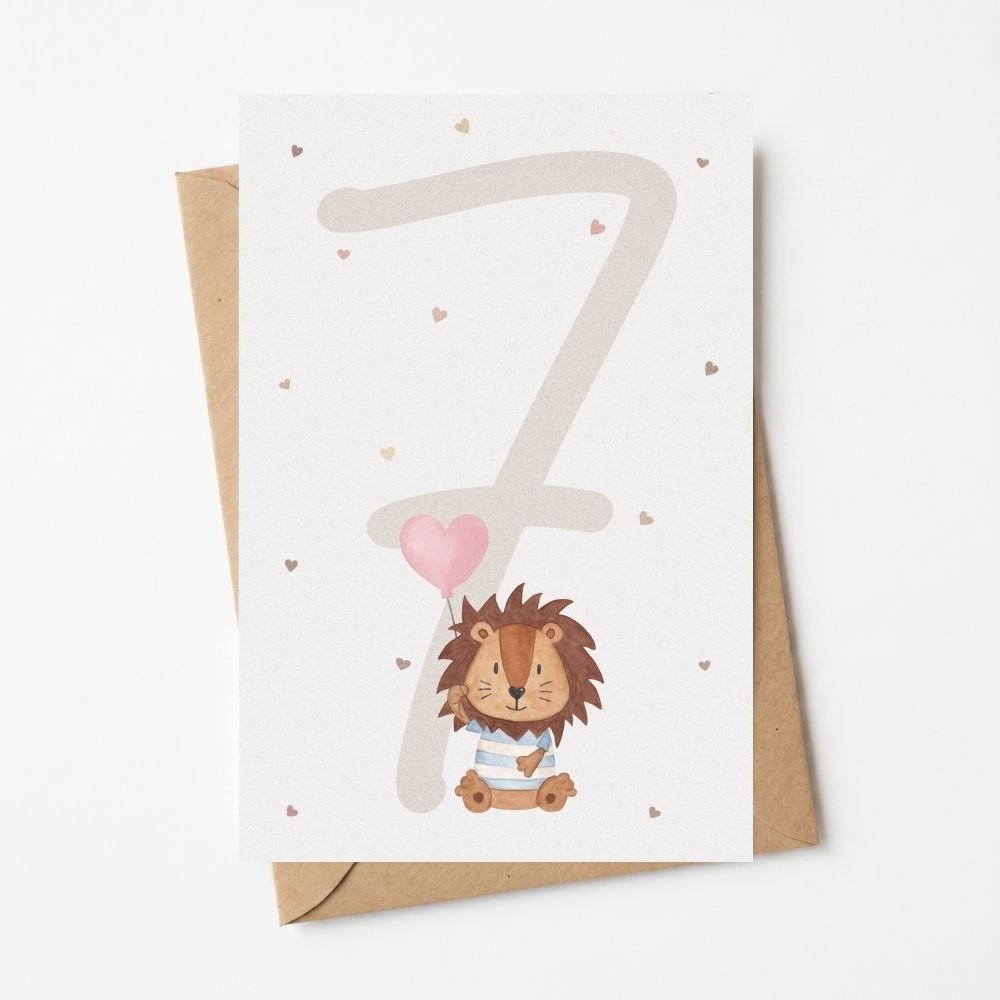 Postkarte "Zahl" mit Löwe - wunderwunsch