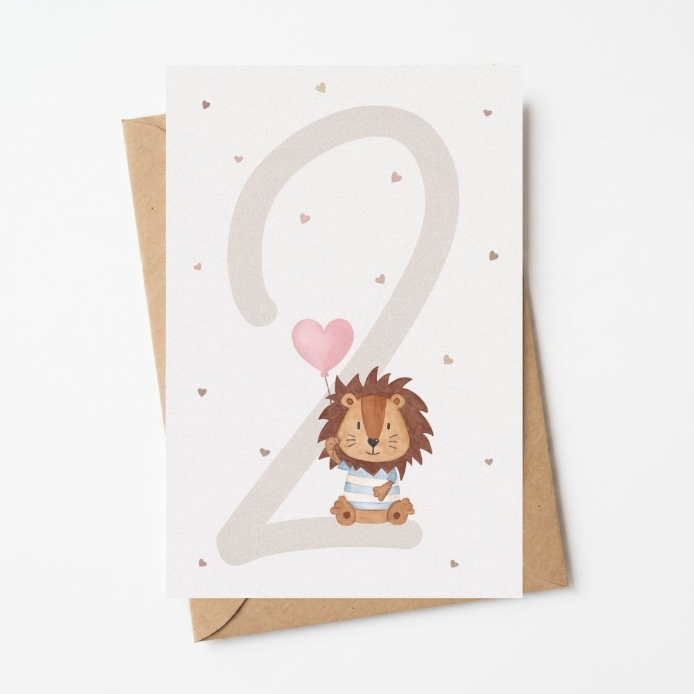 Postkarte "Zahl" mit Löwe - wunderwunsch