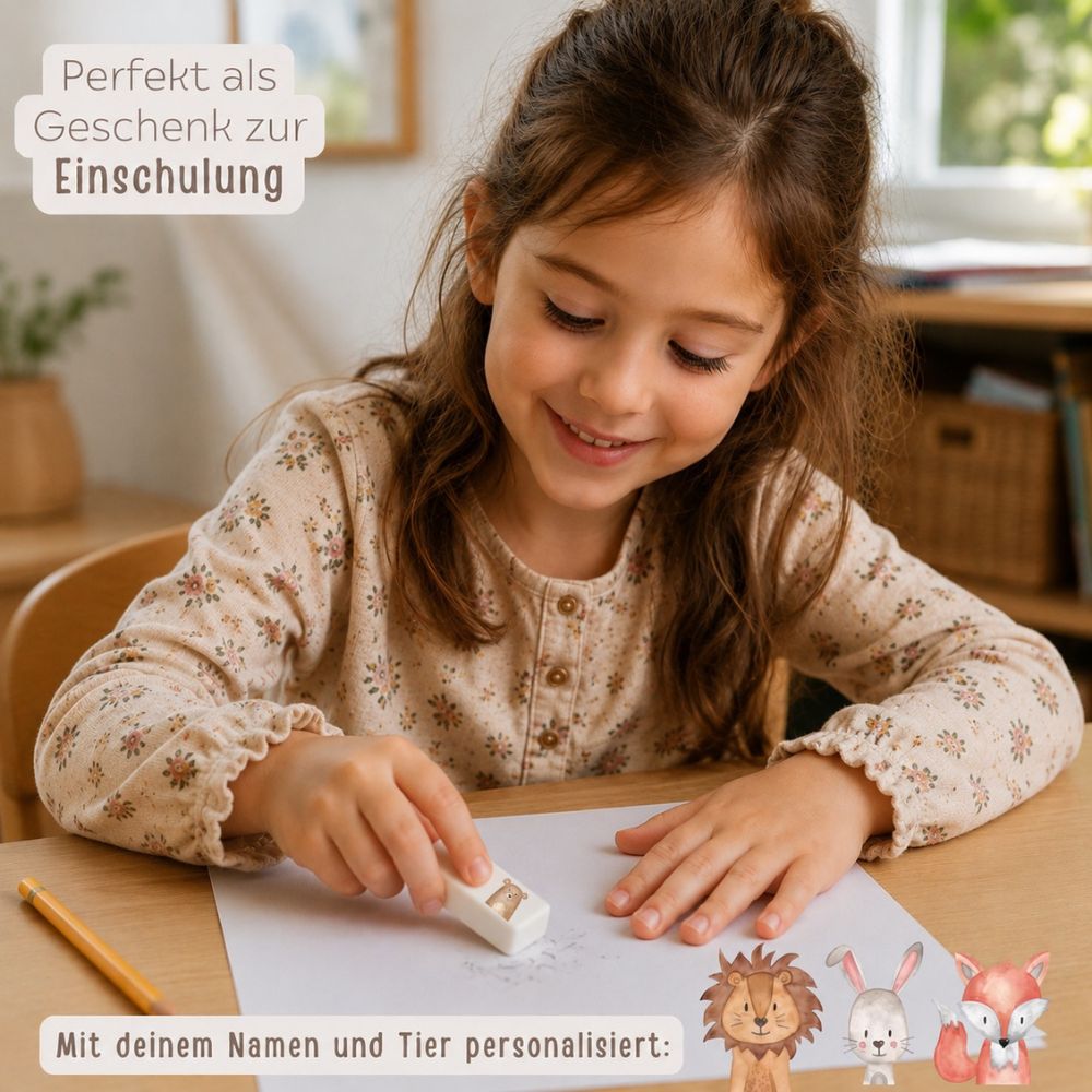Radiergummi personalisiert - Tier Aquarell - wunderwunsch