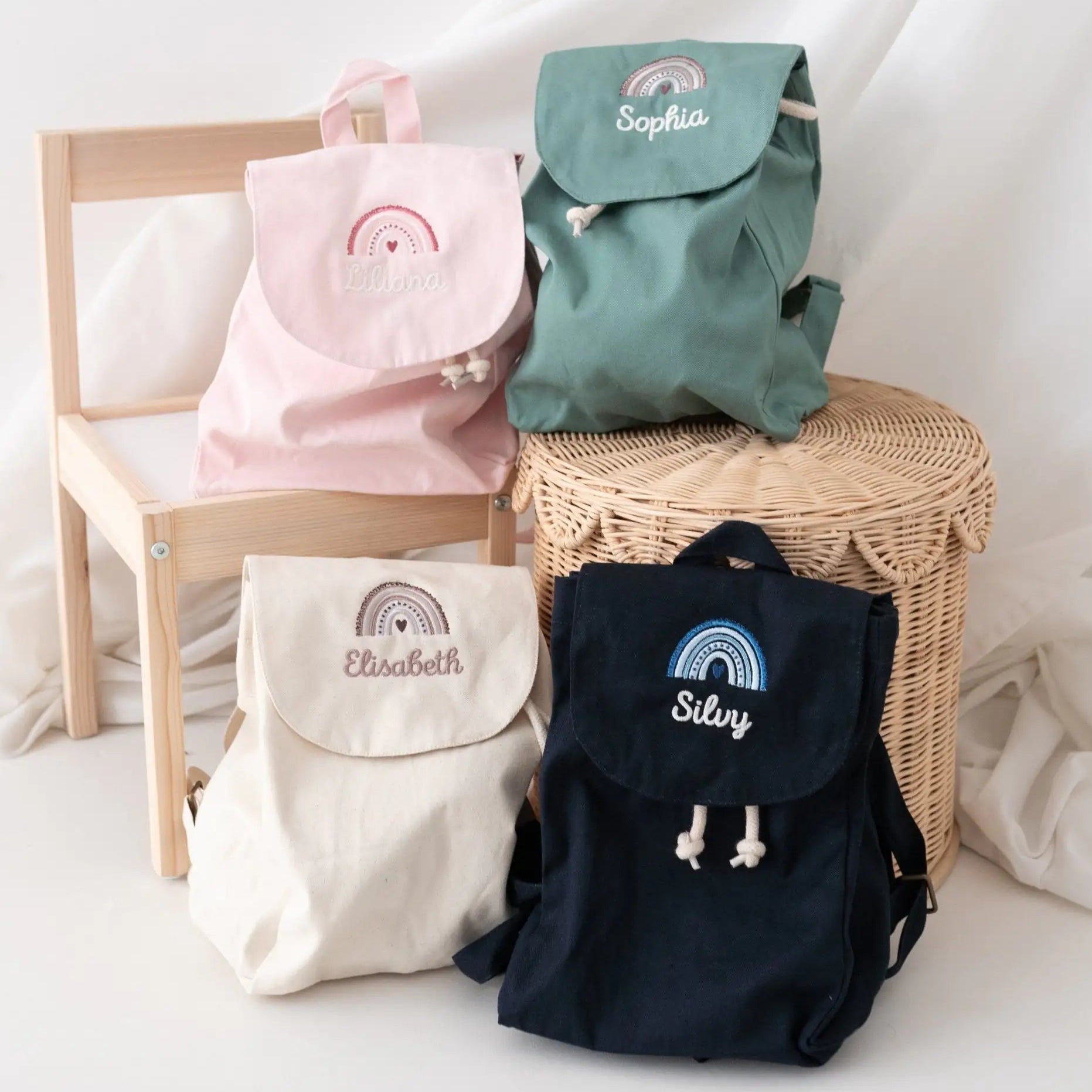 Rucksack mit Namensstick & Regenbogen - wunderwunsch