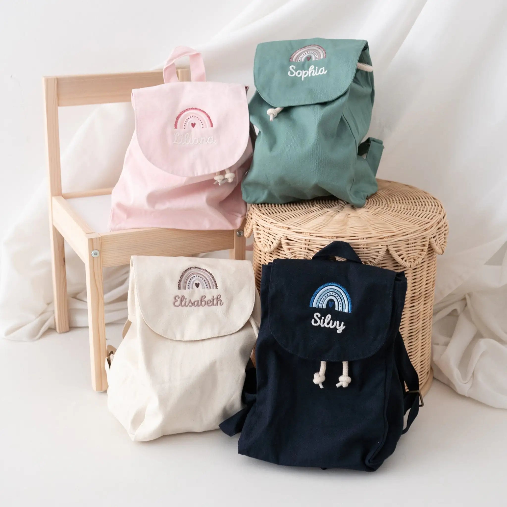 Rucksack mit Namensstick & Regenbogen - wunderwunsch