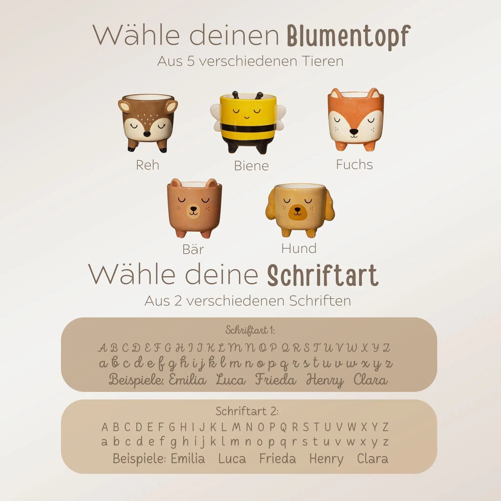 SASSANDBELLE - Kleiner Blumentopf Tier personalisiert - wunderwunsch
