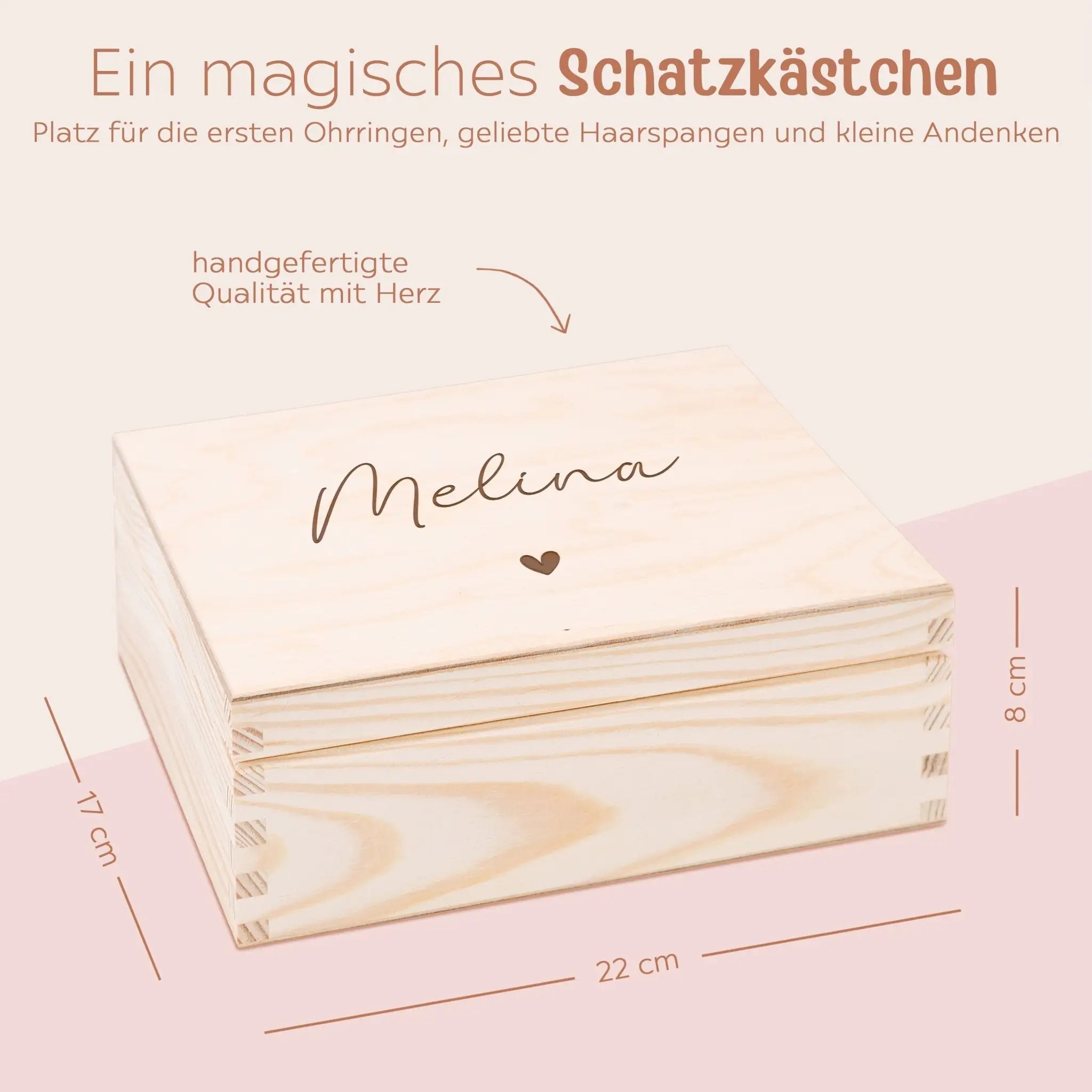 Schmuckkiste mit Spiegel aus Holz - Name Gravur - wunderwunsch