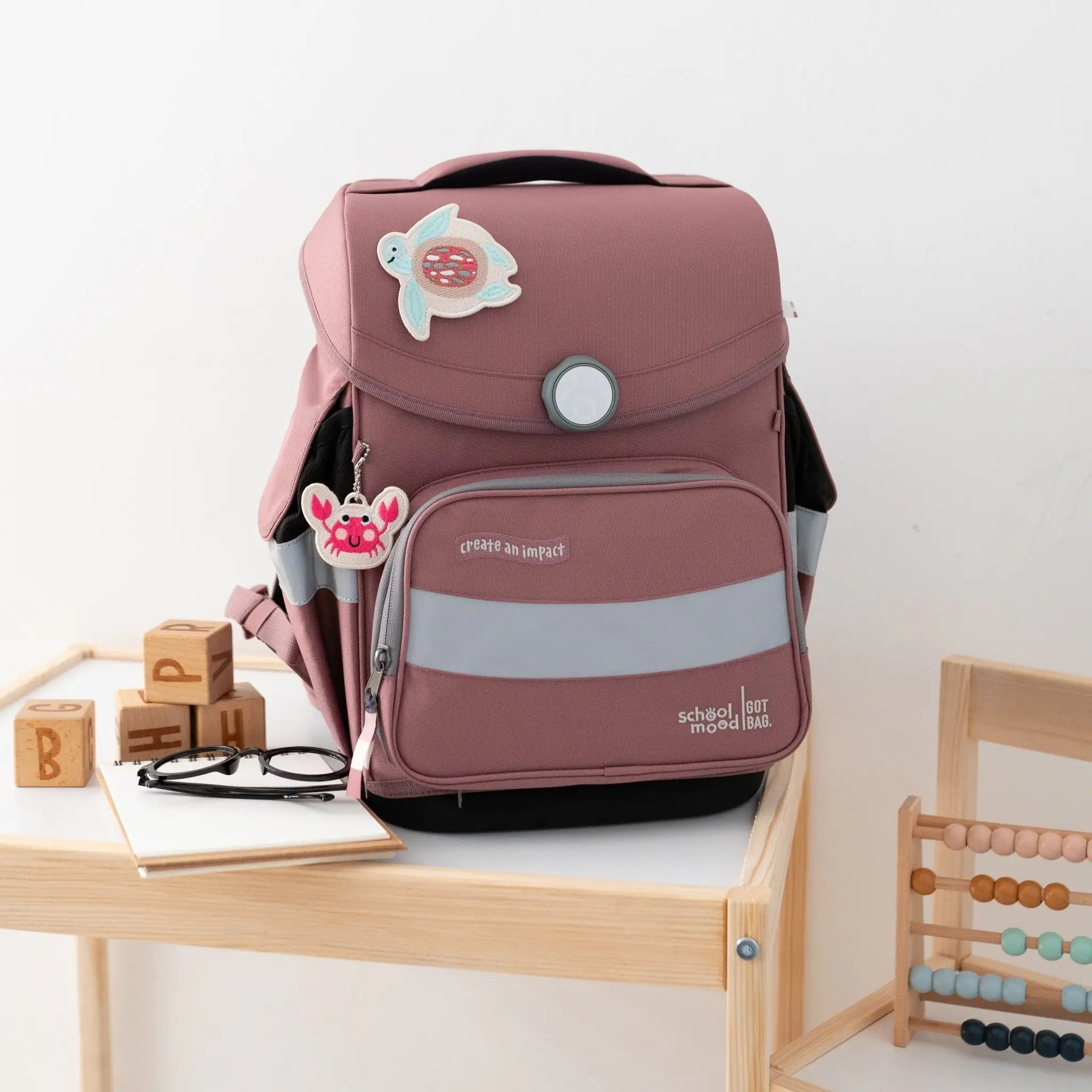 SCHOOL MOOD Schulranzen Set Ocean - Rosa - wunderwunsch