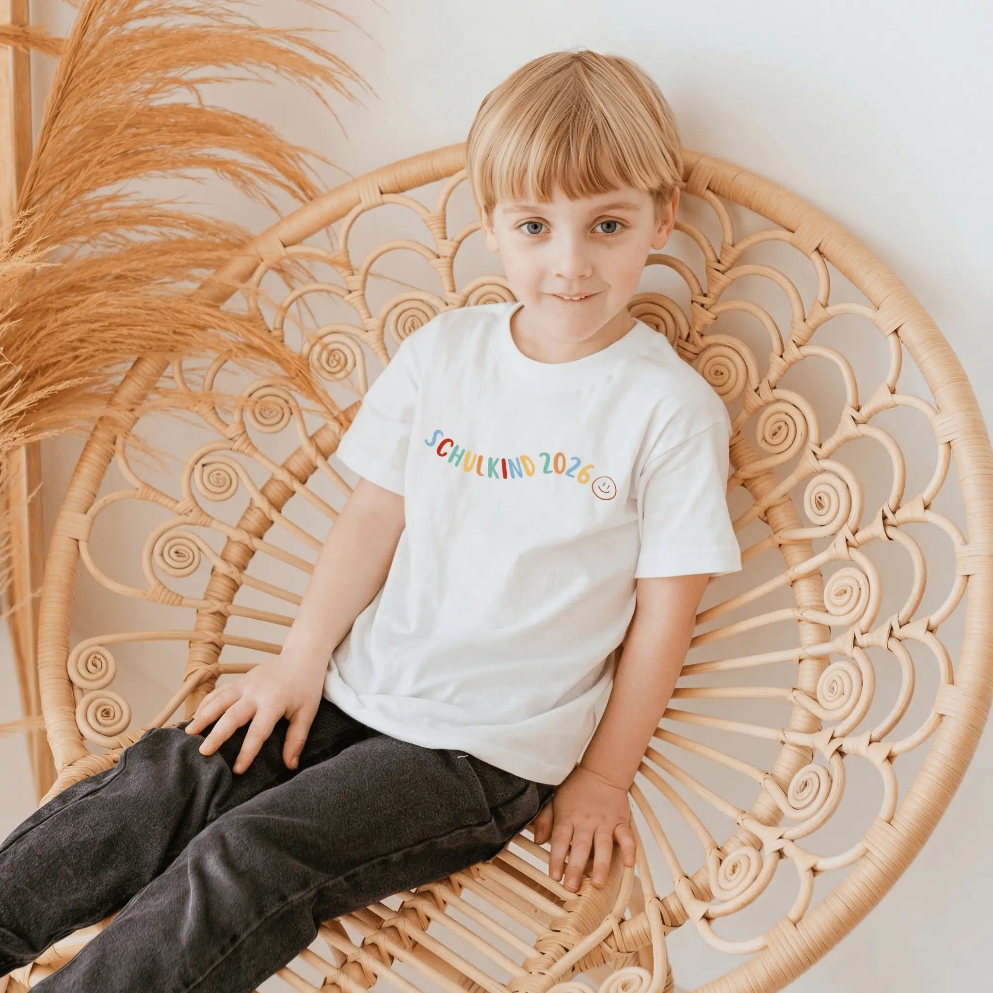Schulkind 2026 Smiley T-Shirt - wunderwunsch
