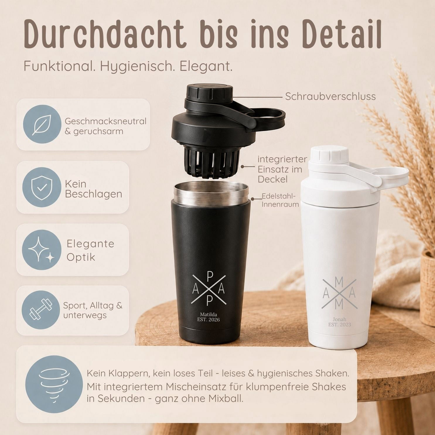 Shaker Edelstahl 700ml personalisiert - Wunschname - wunderwunsch
