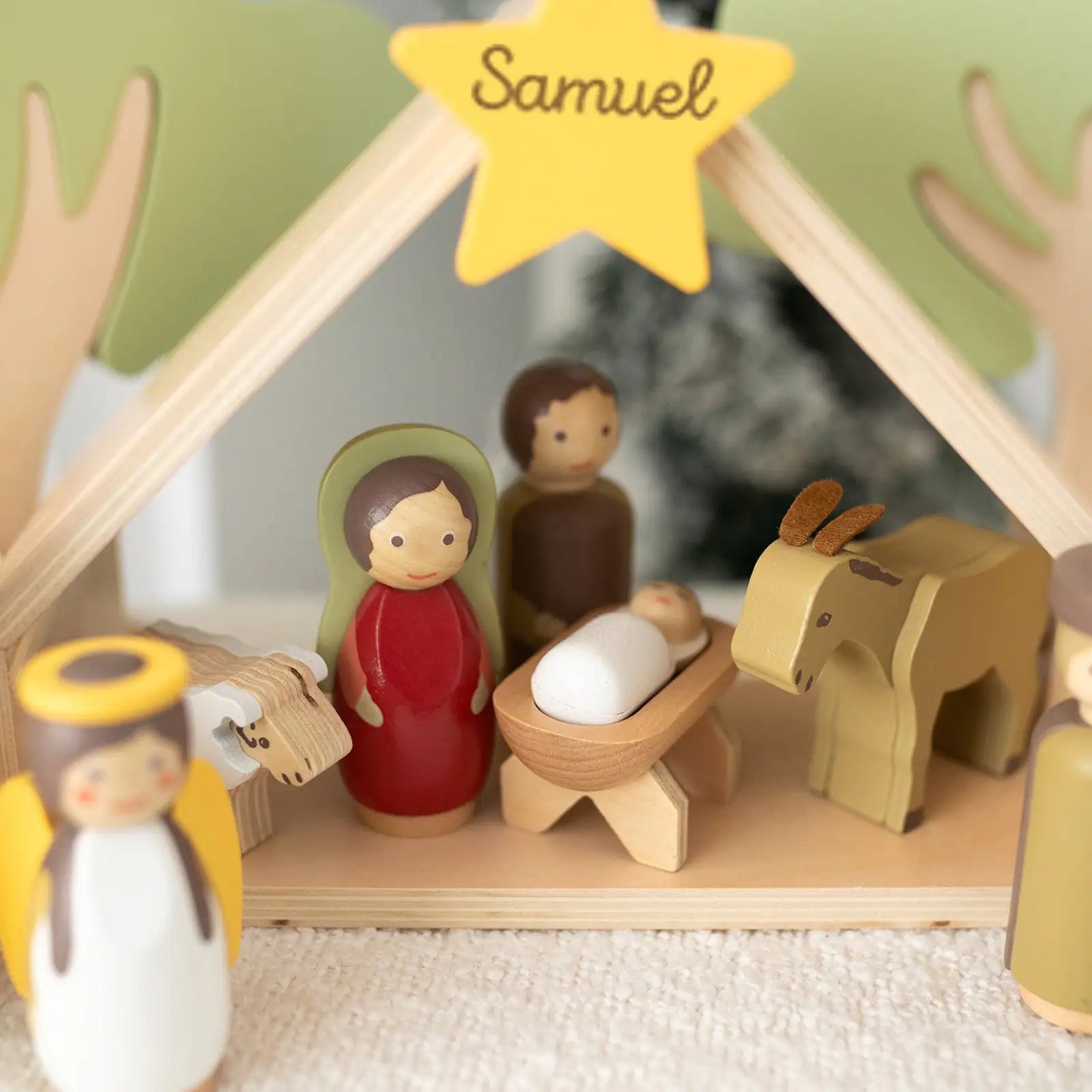 SMALL FOOT Kinder Weihnachtskrippe Holz personalisierbar - wunderwunsch