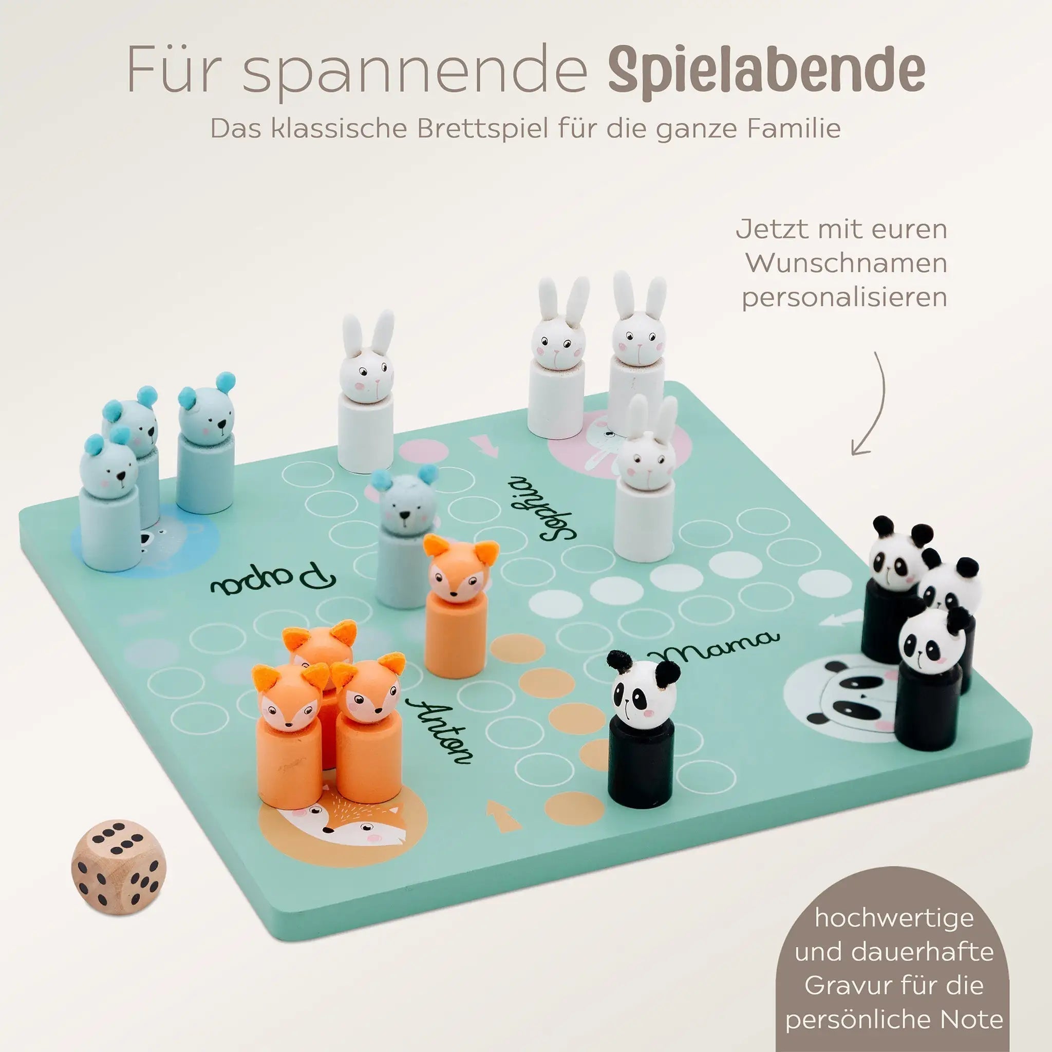 SMALL FOOT Ludo Spiel Tiere "Pastellgrün" - wunderwunsch
