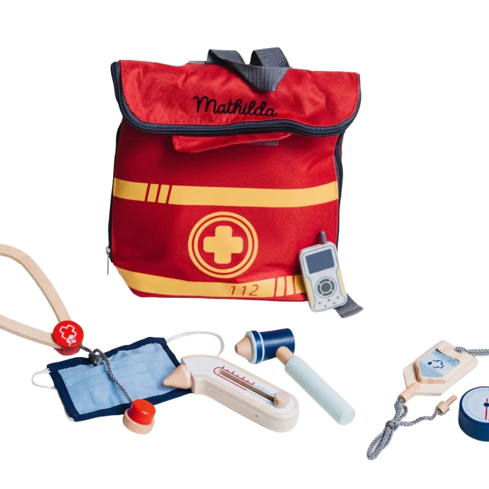SMALL FOOT Notarztrucksack 18 - teilig personalisierbar - wunderwunsch