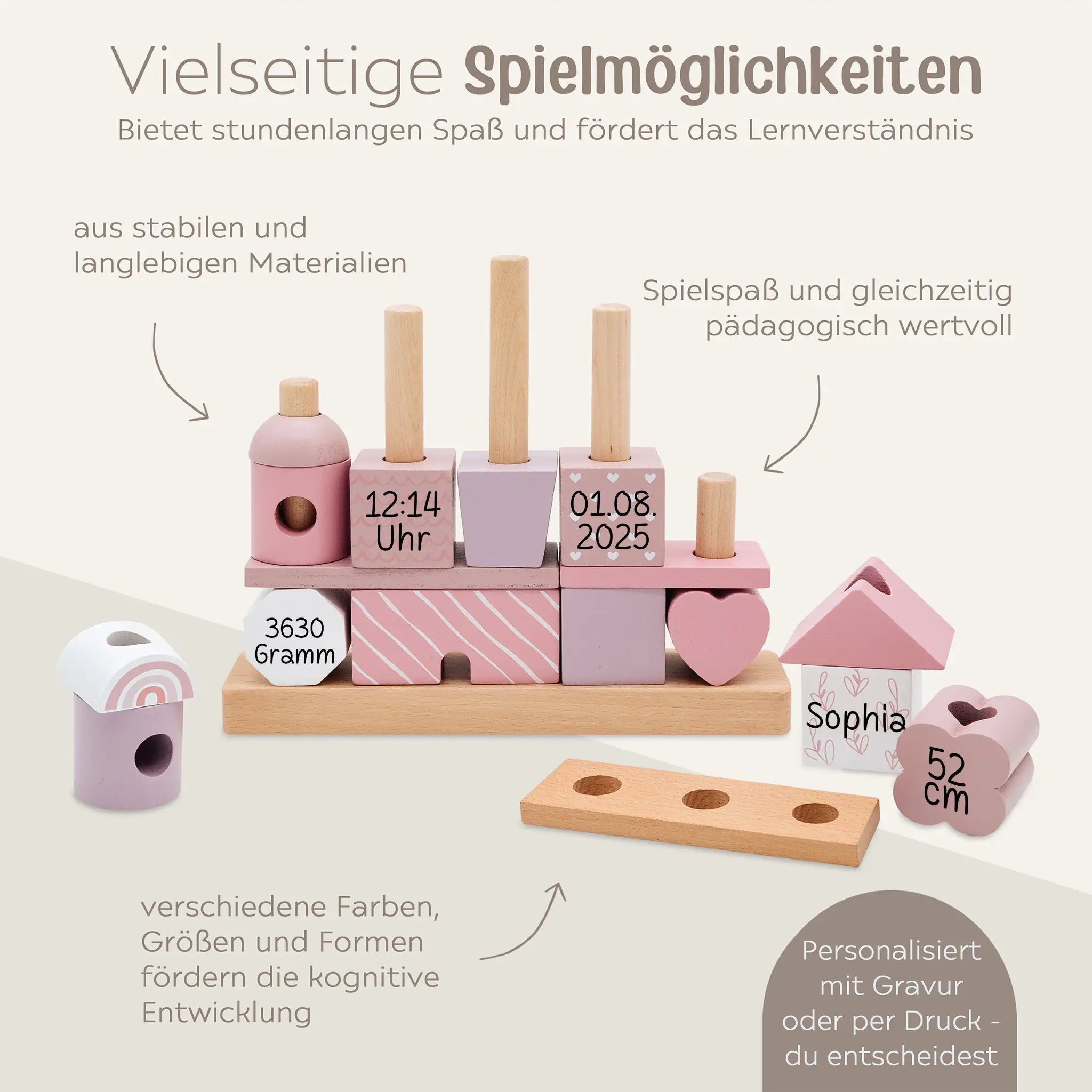 SMALL FOOT Stapelhaus Holz personalisiert - wunderwunsch