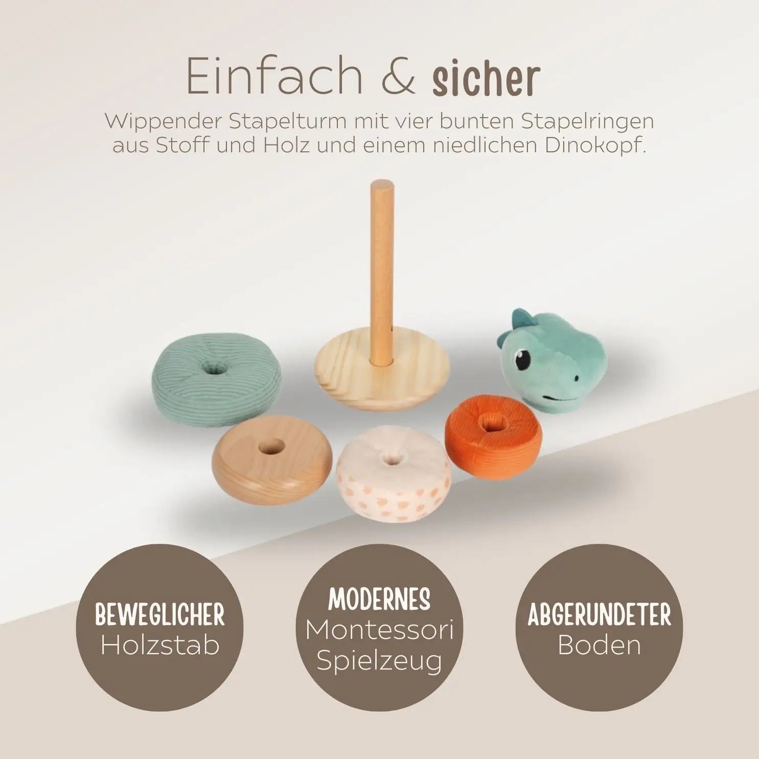 SMALL FOOT Stapelturm Dino Plüsch personalisierbar - wunderwunsch