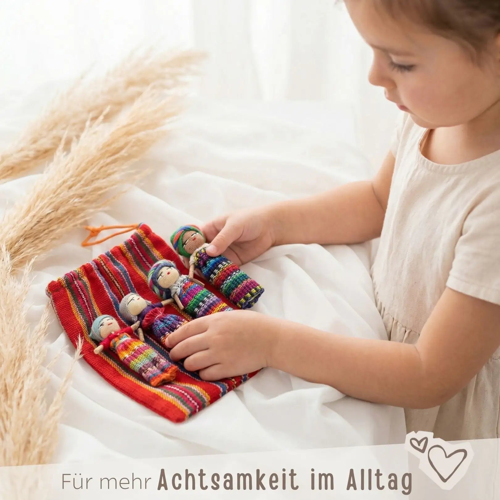 Sorgenbeutel groß mit 4 Püppchen personalisierbar - wunderwunsch
