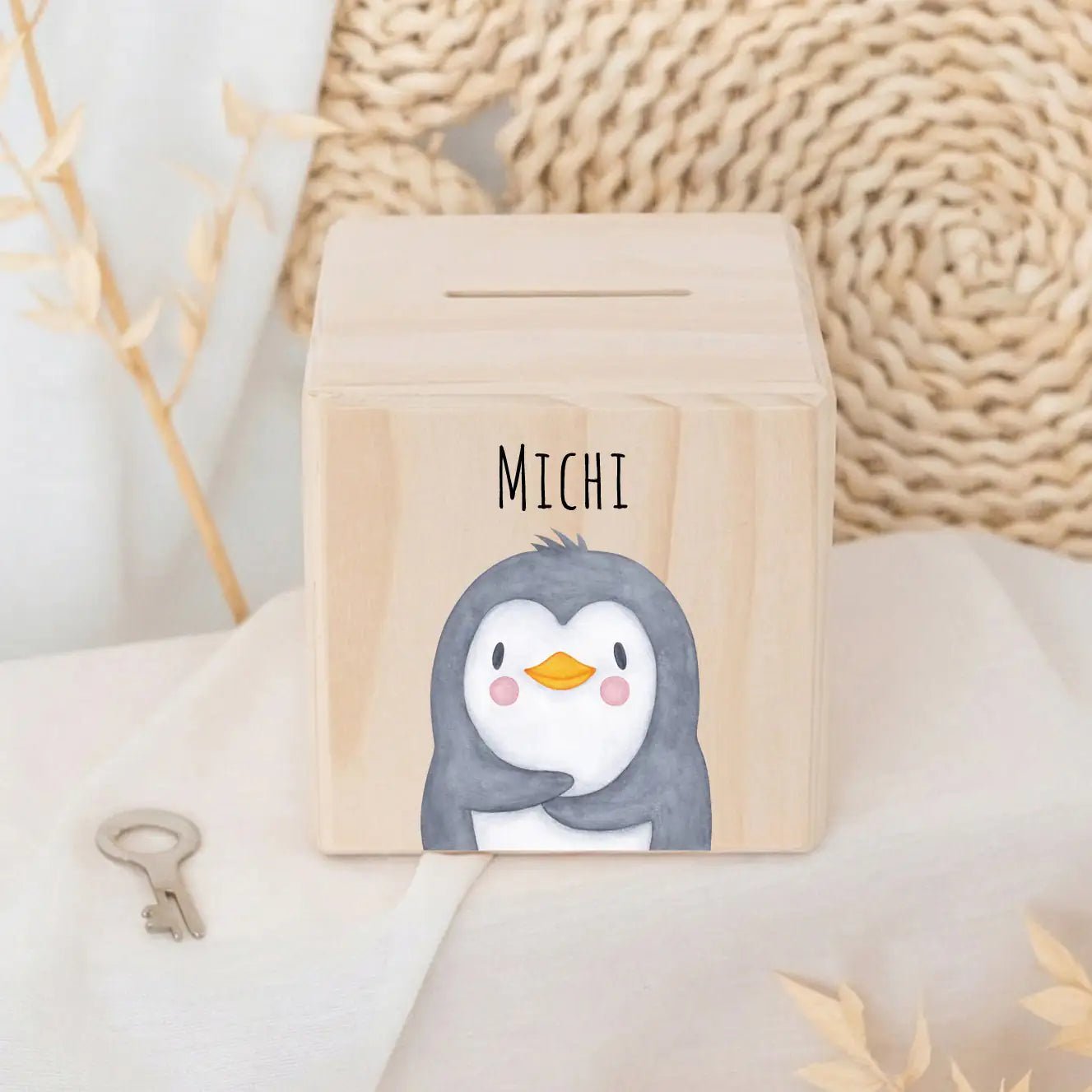Spardose Holz personalisiert - Tier Aquarell - wunderwunsch