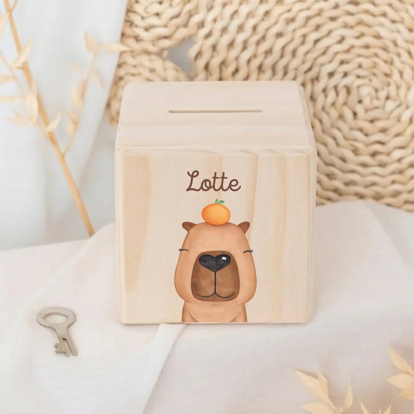 Spardose Holz personalisiert - Tier Aquarell - wunderwunsch