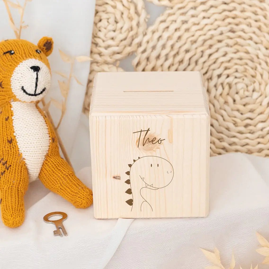 Spardose Holz personalisiert - Tier Gravur - wunderwunsch