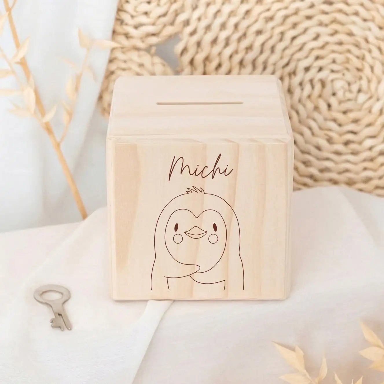 Spardose Holz personalisiert - Tier Gravur - wunderwunsch