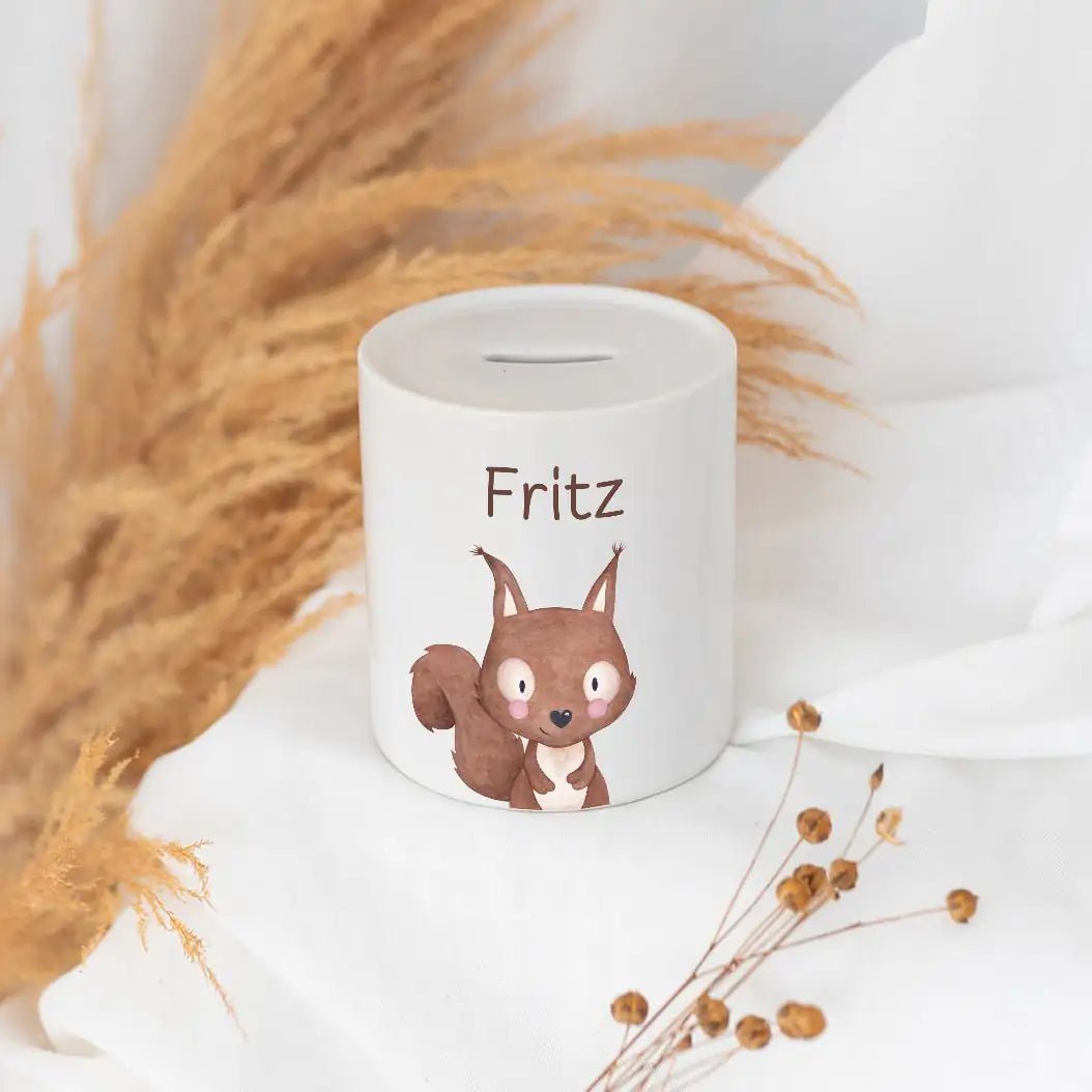Spardose Keramik personalisiert - Tier Aquarell - wunderwunsch
