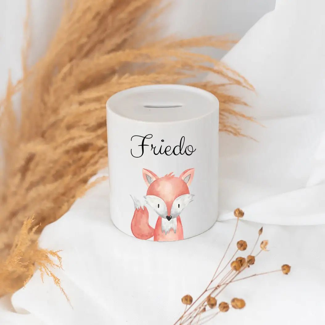 Spardose Keramik personalisiert - Tier Aquarell - wunderwunsch