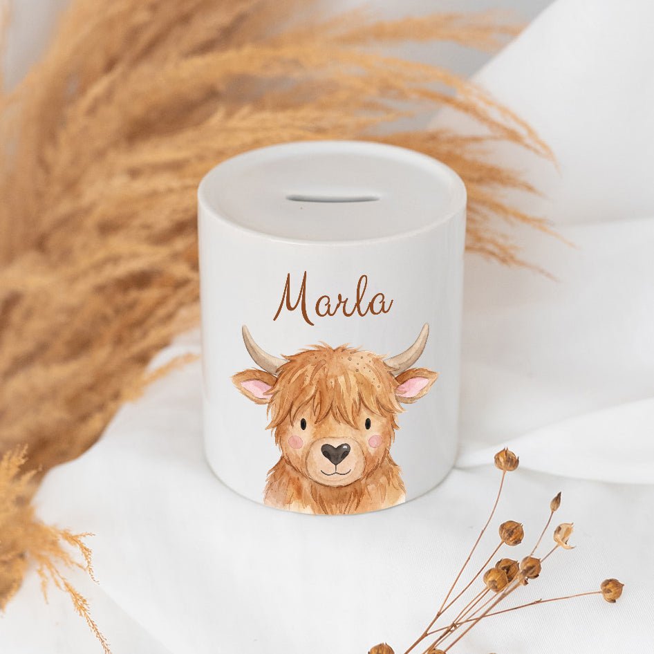 Spardose Keramik personalisiert - Tier Aquarell - wunderwunsch