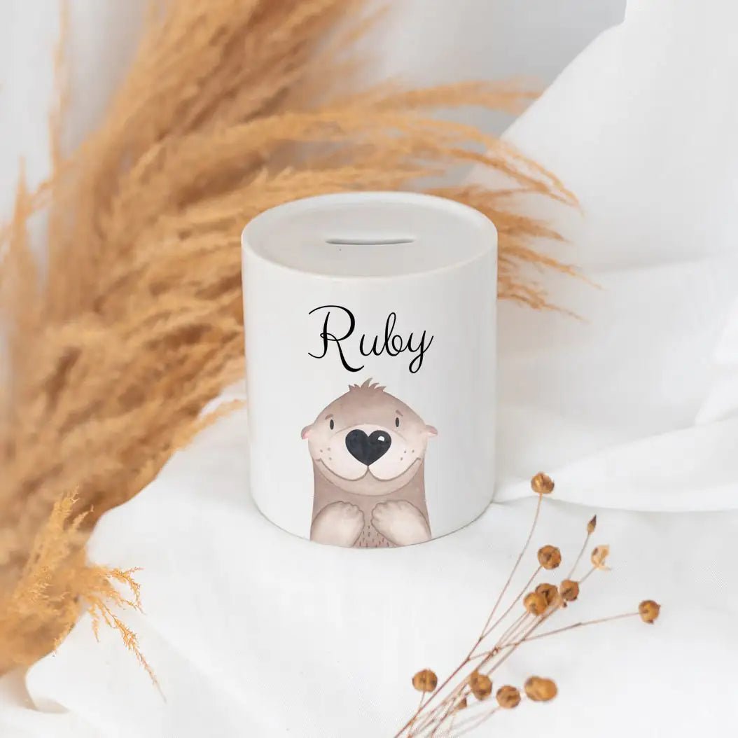 Spardose Keramik personalisiert - Tier Aquarell - wunderwunsch