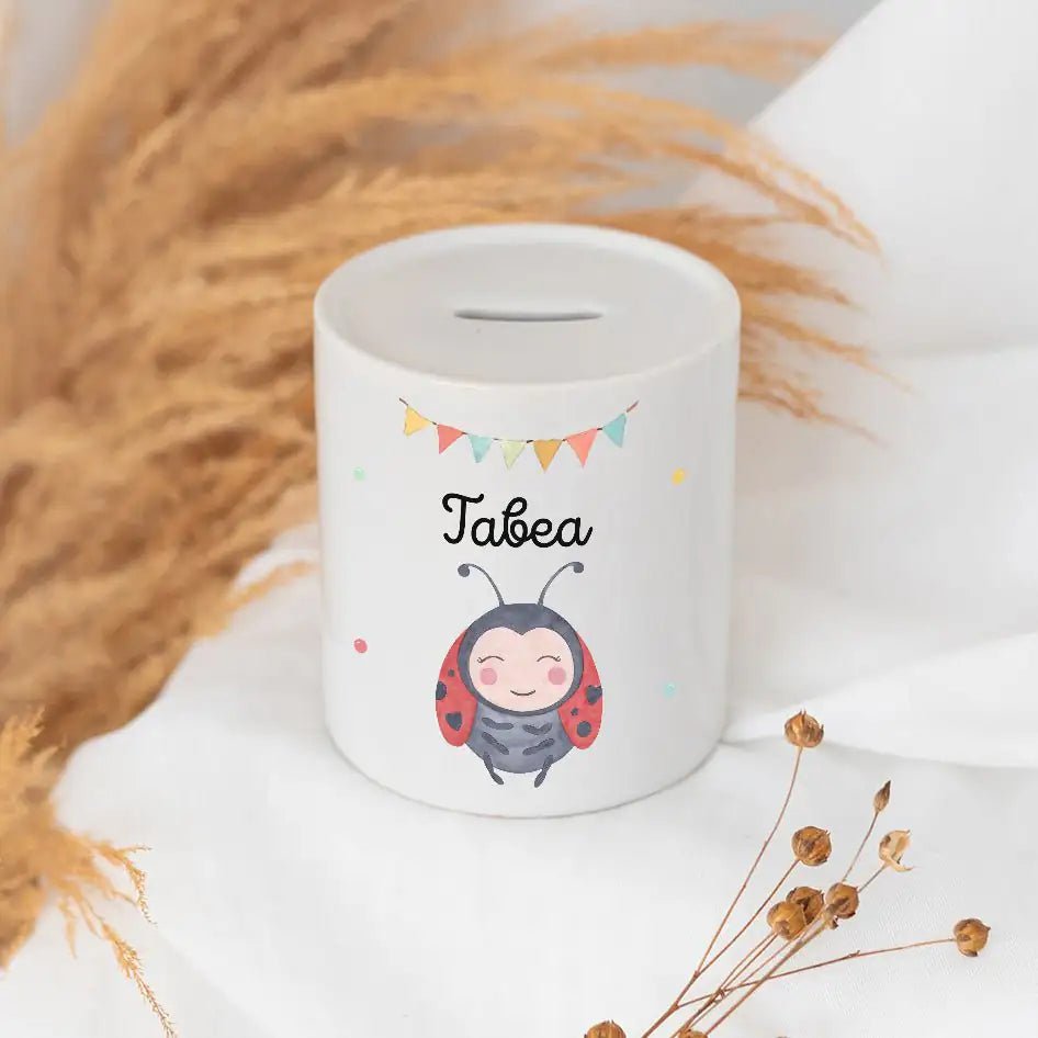 Spardose Keramik personalisiert - Tier Girlande Aquarell - wunderwunsch