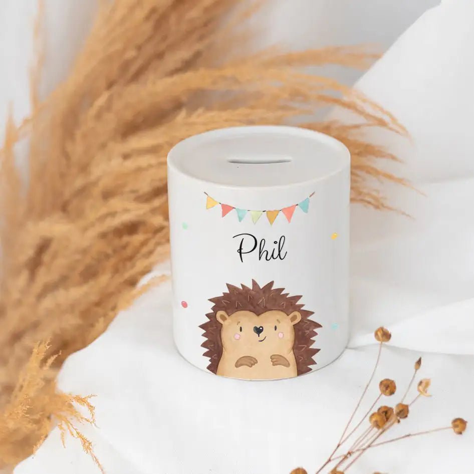 Spardose Keramik personalisiert - Tier Girlande Aquarell - wunderwunsch