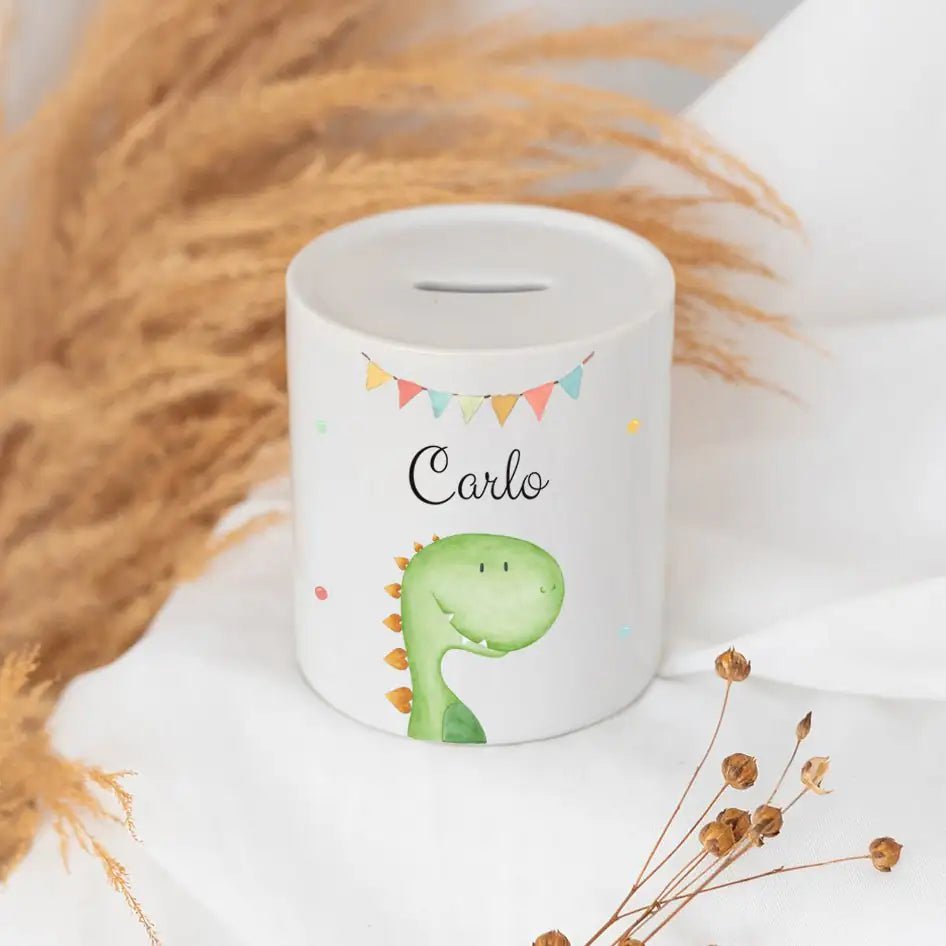 Spardose Keramik personalisiert - Tier Girlande Aquarell - wunderwunsch