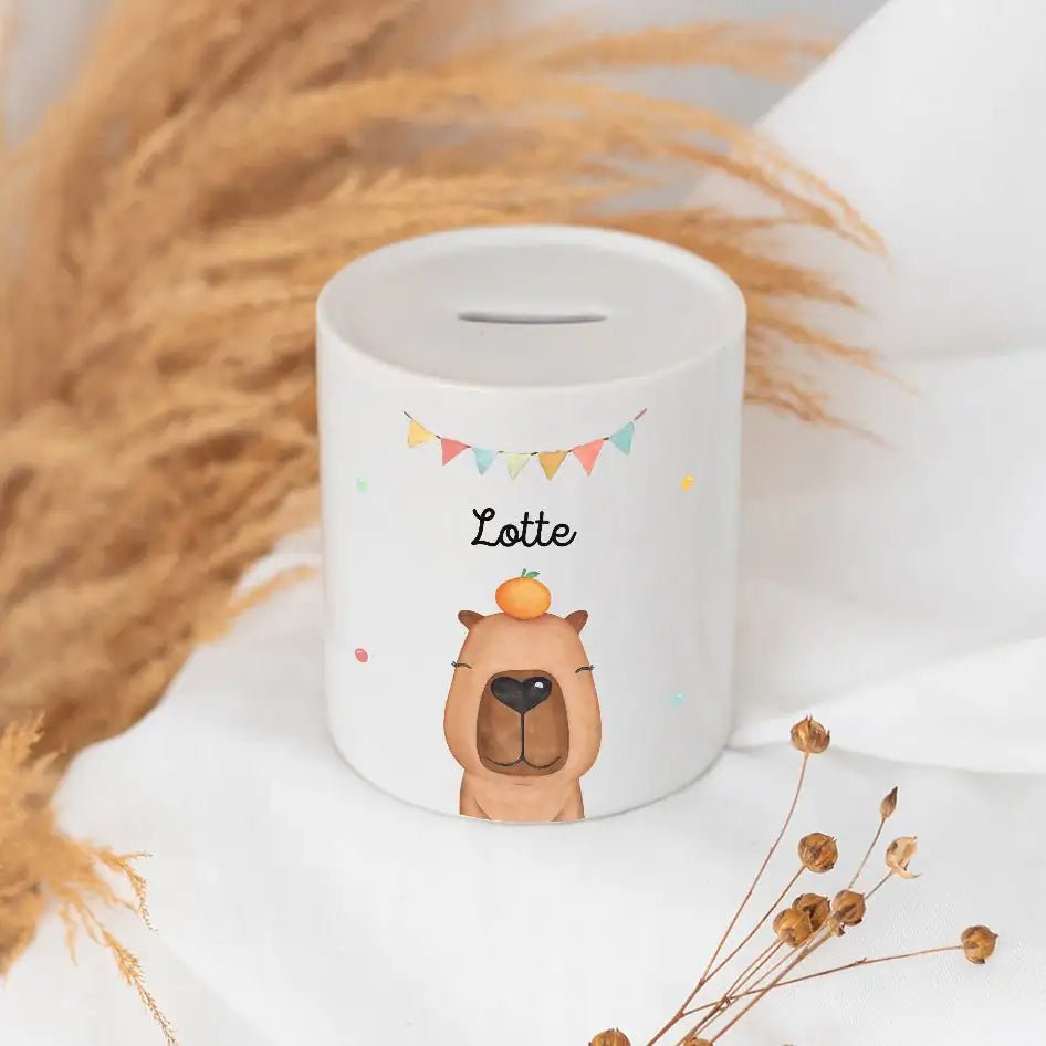 Spardose Keramik personalisiert - Tier Girlande Aquarell - wunderwunsch