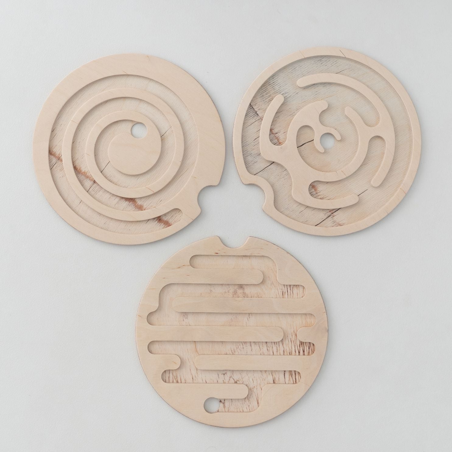 STAPELWELT 3er-Set Abenteuerplatten aus Holz - Labyrinth - wunderwunsch