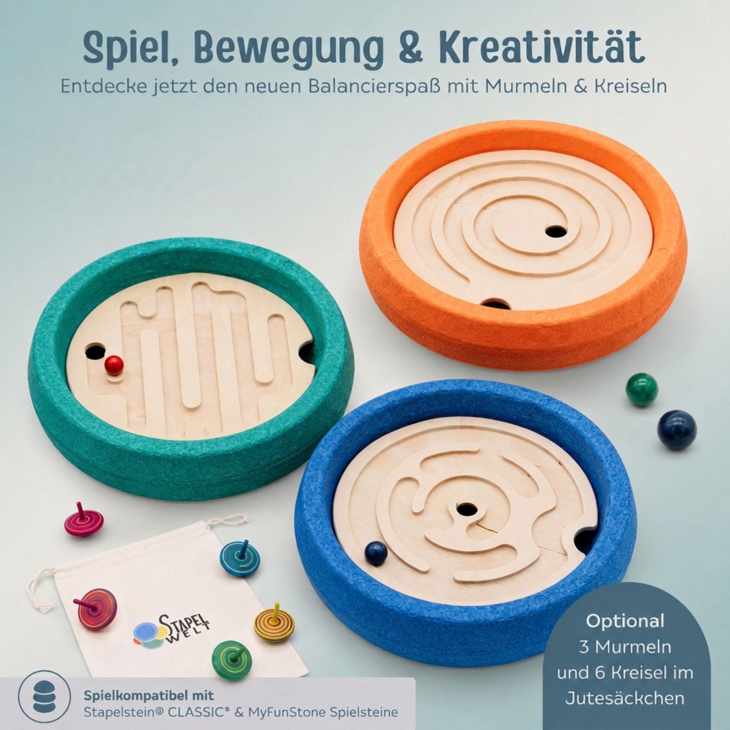 STAPELWELT 3er-Set Abenteuerplatten aus Holz - Labyrinth - wunderwunsch
