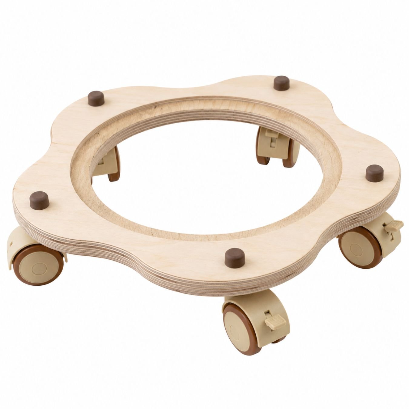 STAPELWELT Blumenroller aus Holz mit 5 Rollen - wunderwunsch