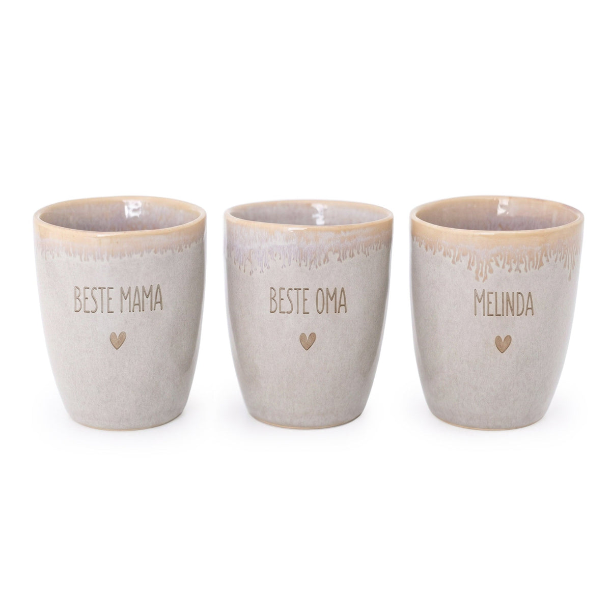 Steingut Becher personalisiert - Name Herz - wunderwunsch