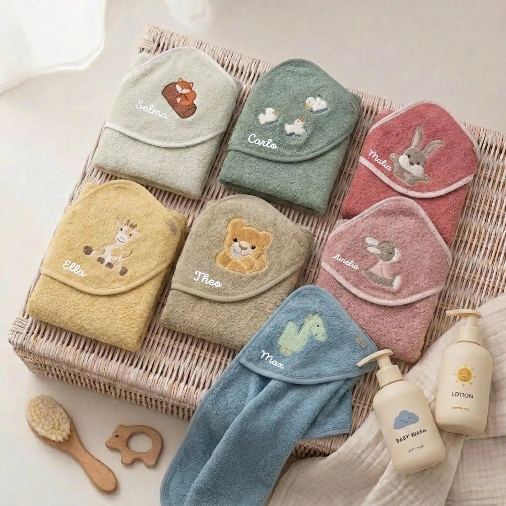 STERNTALER Tier Baby Kapuzenhandtuch Frottee personalisierbar - wunderwunsch