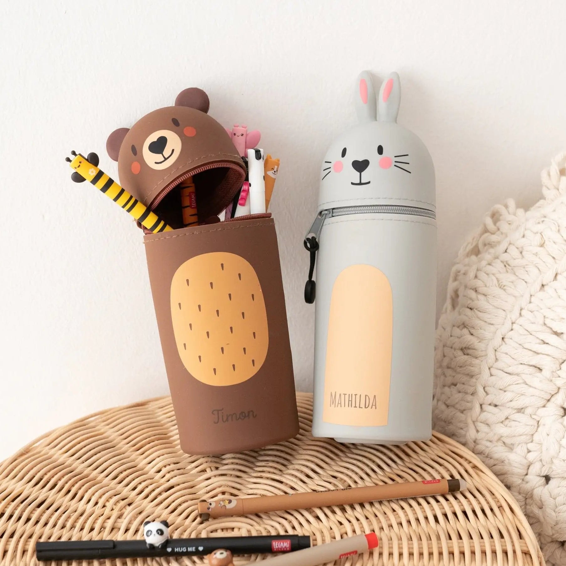 Stiftemäppchen Bär oder Hase personalisierbar - wunderwunsch