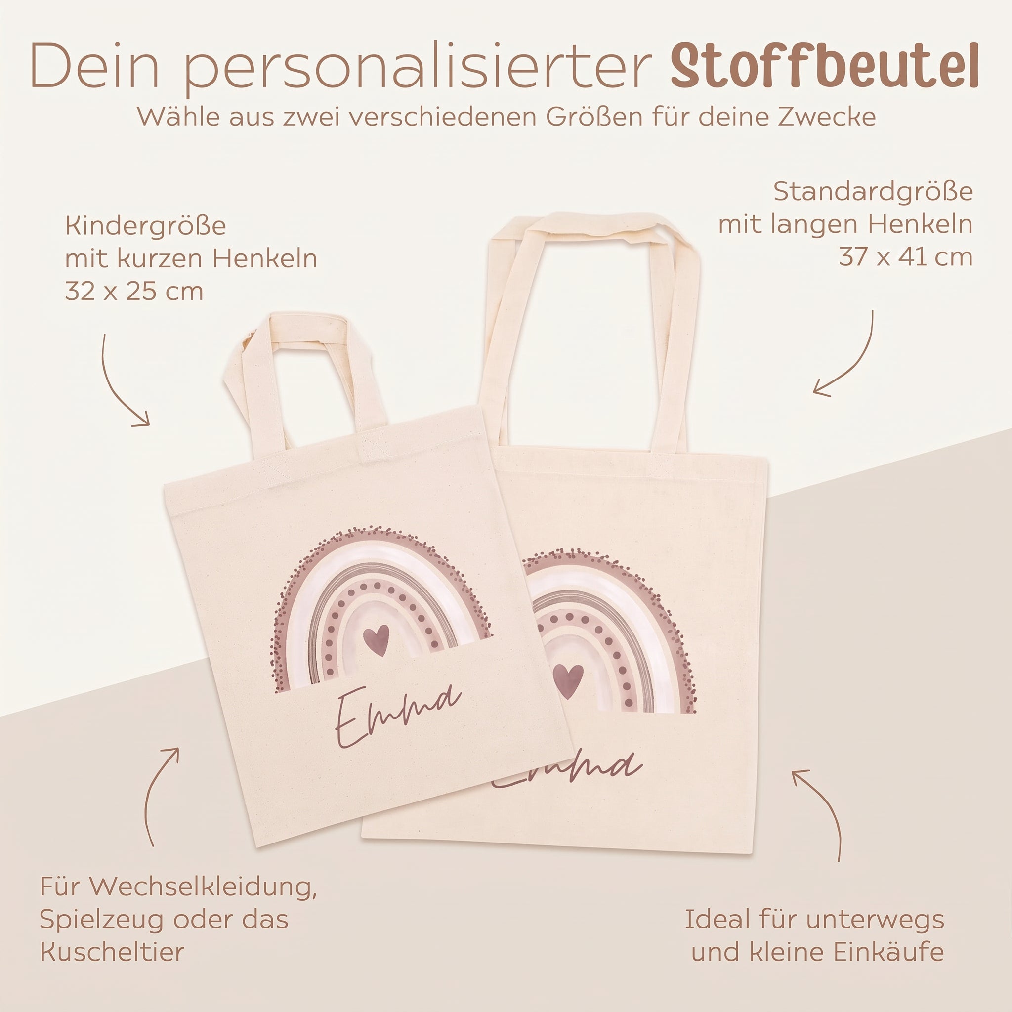 Stoffbeutel "Regenbogen" personalisiert - wunderwunsch