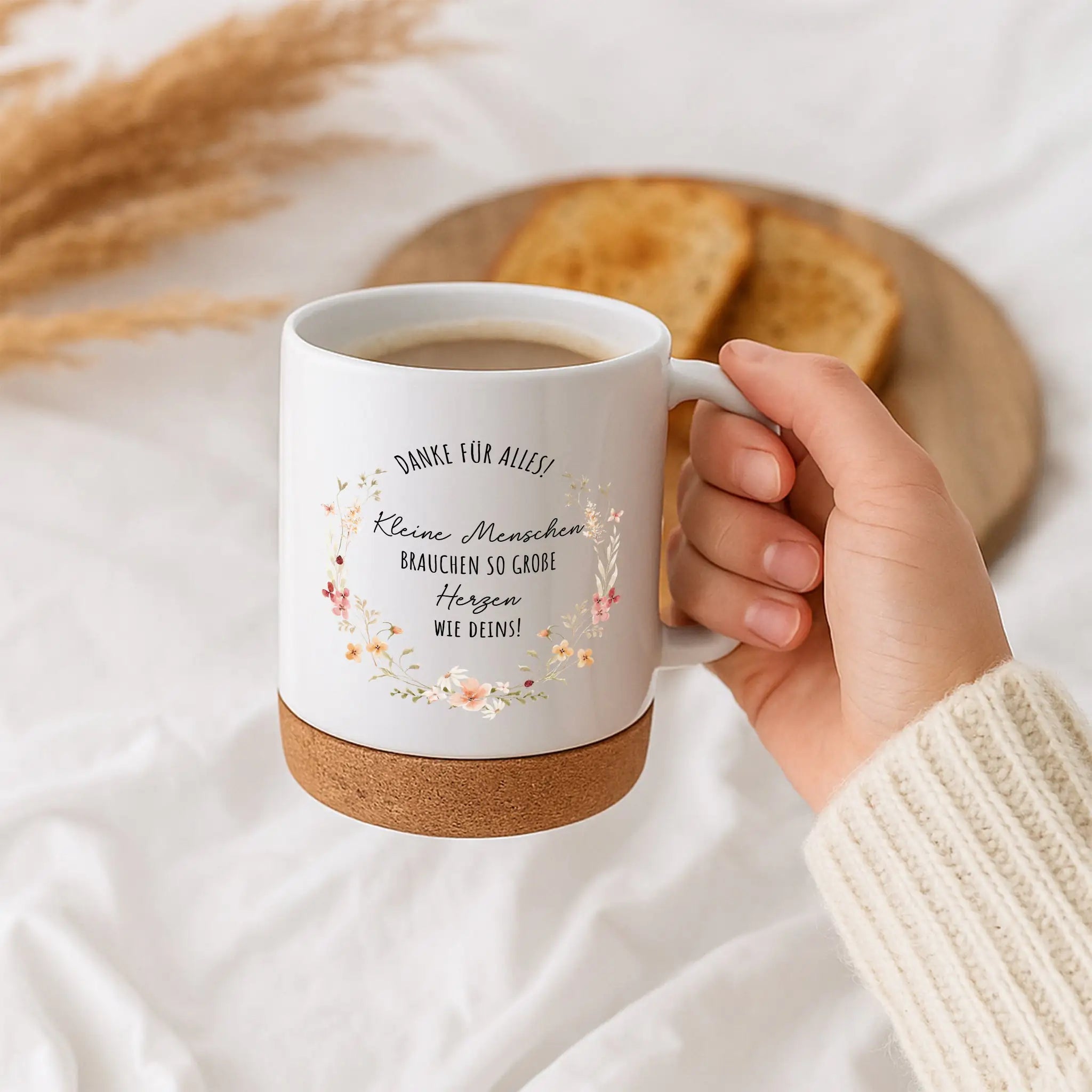 Tasse mit Korkboden - Kleine Menschen große Herzen - wunderwunsch