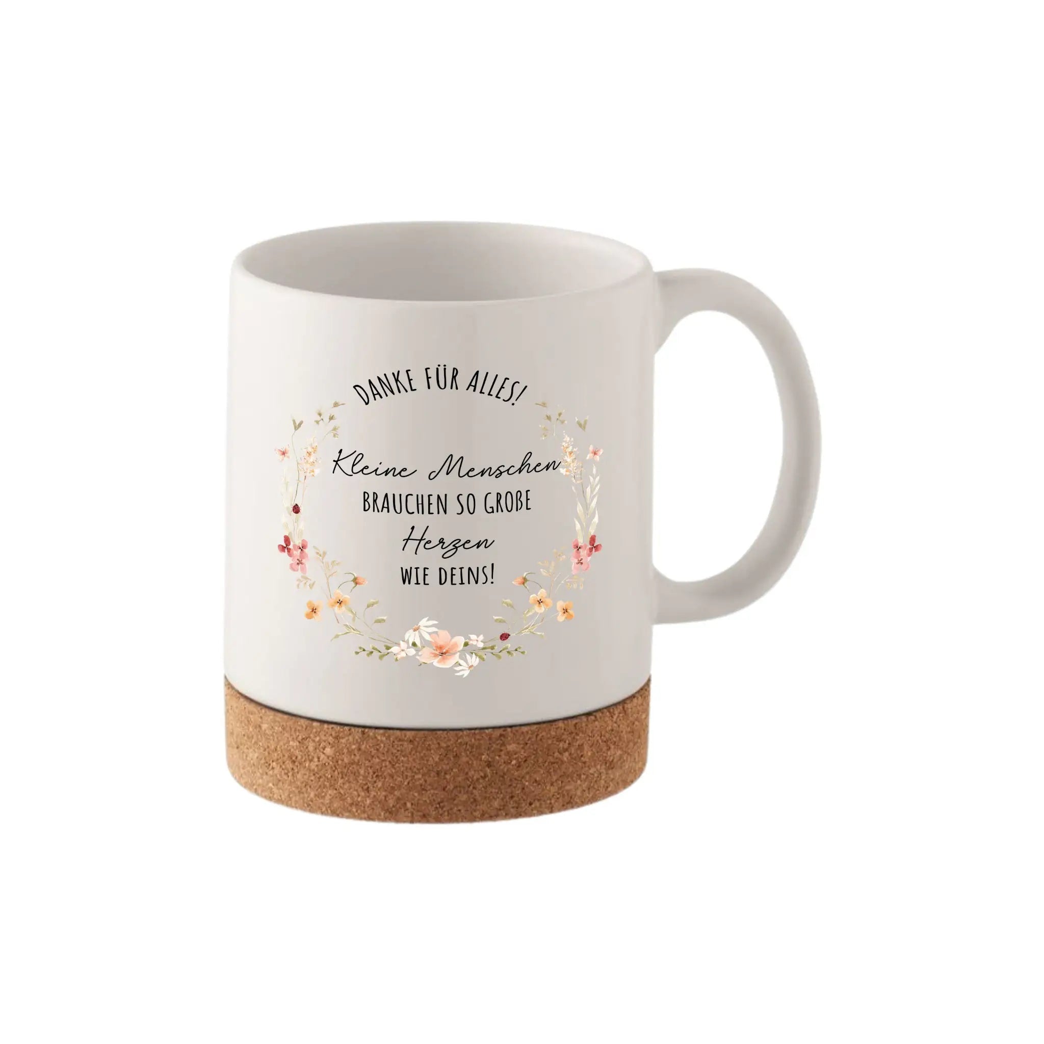 Tasse mit Korkboden - Kleine Menschen große Herzen - wunderwunsch