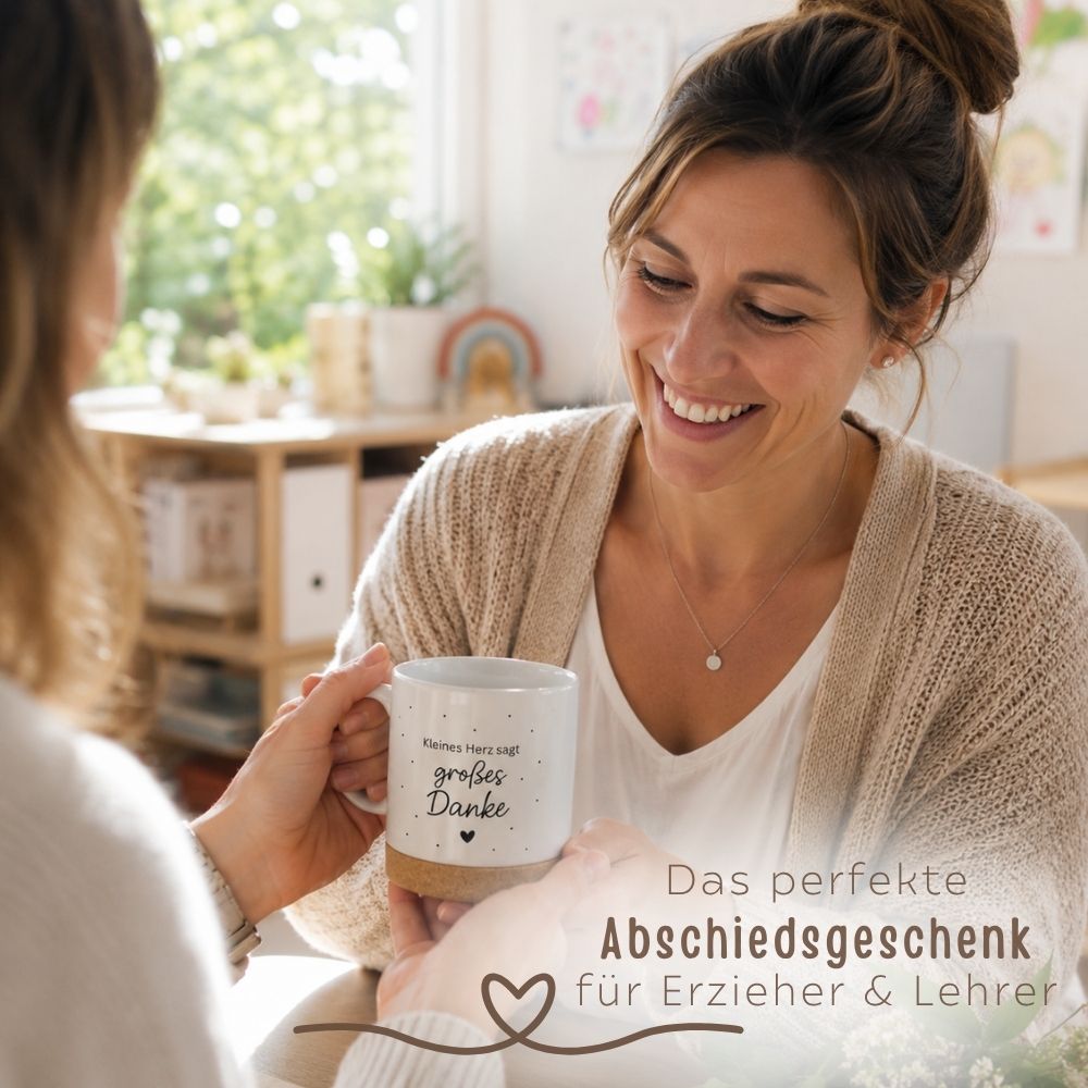 Tasse mit Korkboden - Kleines Herz sagt großes Danke - wunderwunsch